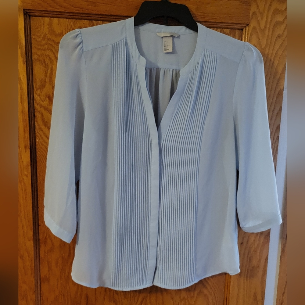 H&M pleated sheer blouse sz 12